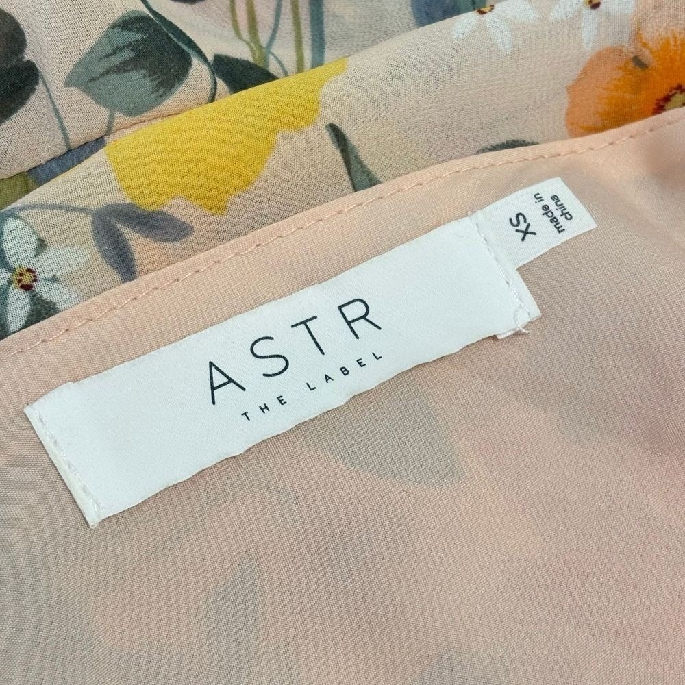 Astr One-Shoulder Floral Asymmetrical Midi Dress in Pink and Yellow - Picture 10 of 11